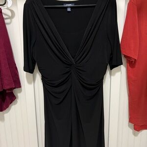 Chaps Elegant Black Gathered Dress